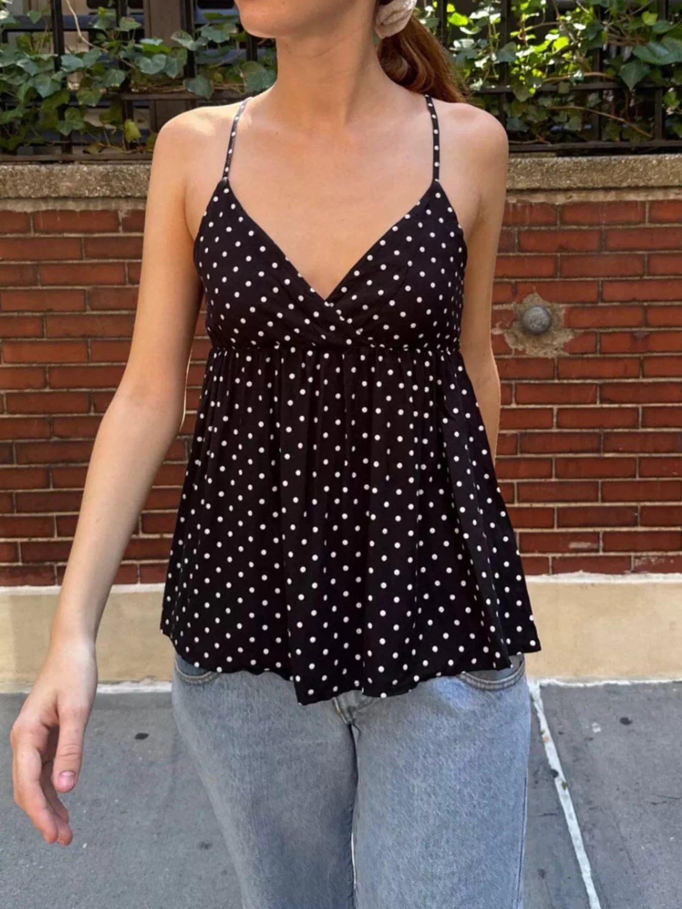 Polka Dot V-Neck Flowy Cami — women's cami Australia