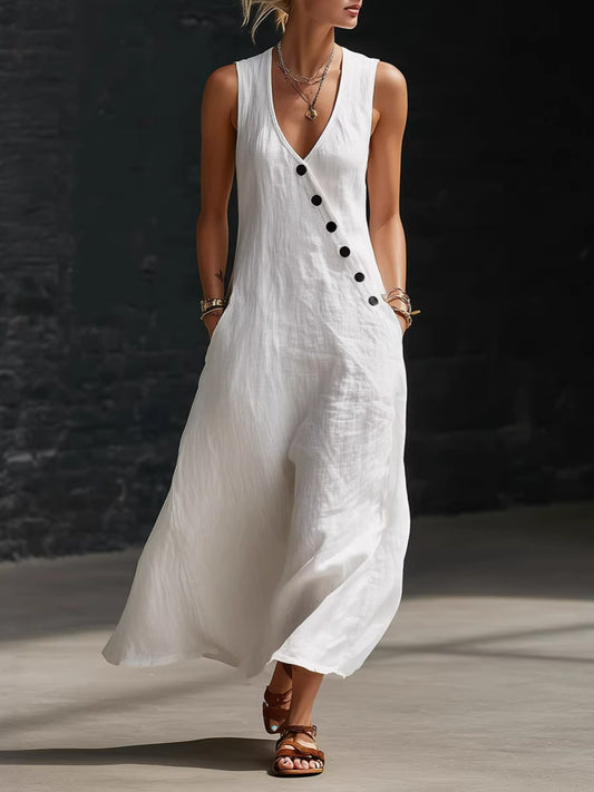 Sleeveless Button-Down Midi Dress — women's casual dress Australia