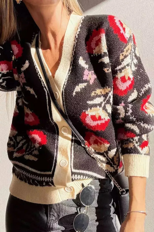 Button Down V-Neck Cardigan — women's knit cardigan Australia