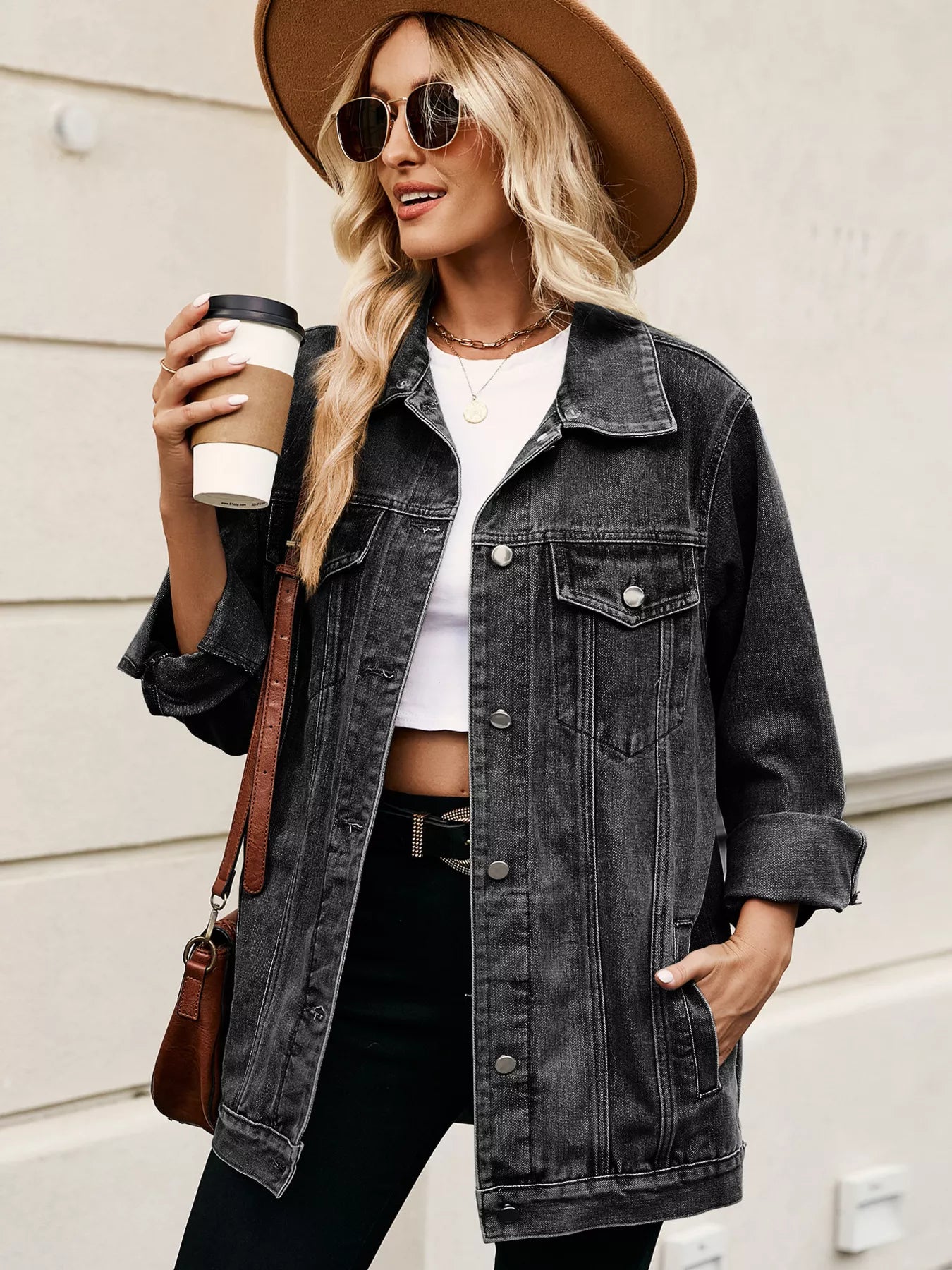 Button Up Long Sleeve Denim Jacket — women's jacket Australia