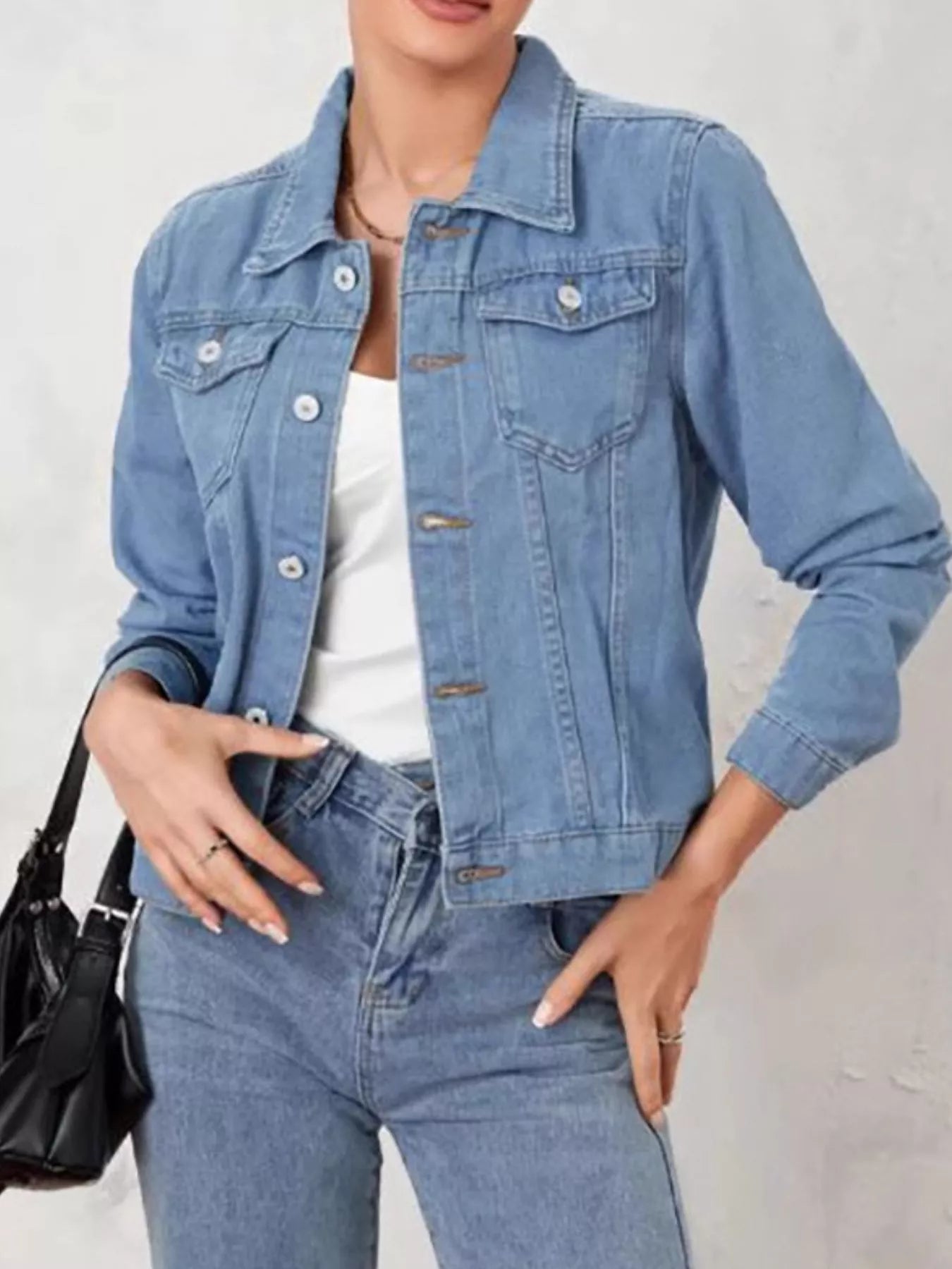 Button Up Long Sleeve Denim Jacket — women's jacket Australia