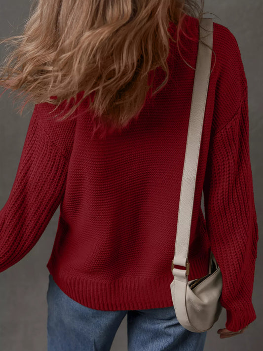 Women's Solid Color Front Seam Drop Shoulder Loose Sweater — women's knit sweater Australia