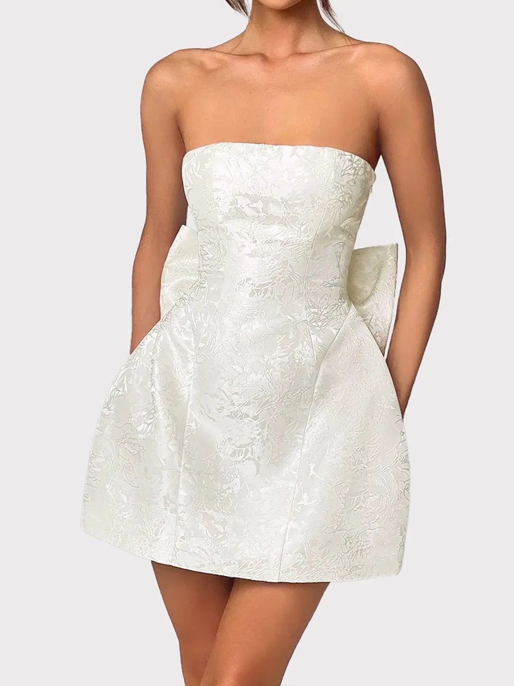Women's Lace-Up Sleeveless Satin Mini Dress with Bow — Chic and Unique AU