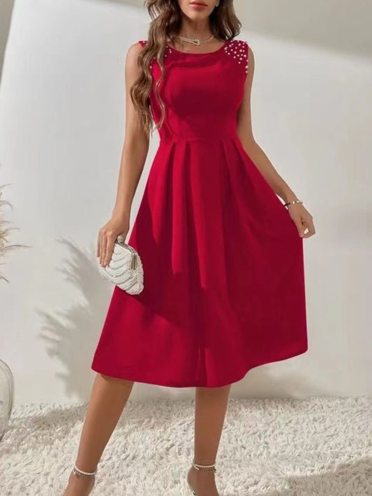 Pearl Detail Sleeveless Midi Dress — women's casual dress Australia