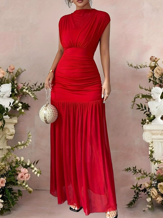 Ruched Cap Sleeve Maxi Dress — women's maxi dress Australia