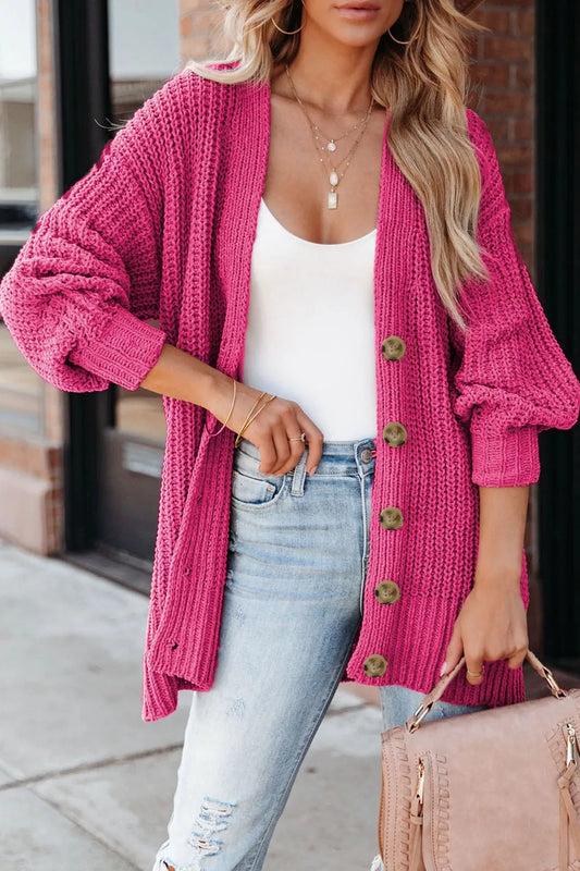 Women's Chunky Knit Button-Down Cardigan — women's knitwear Australia