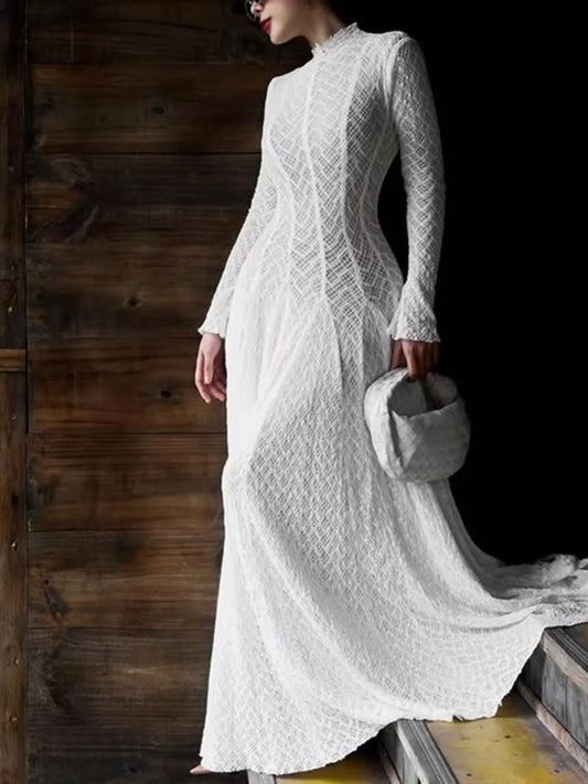 Lace Mock Neck Long Sleeve Maxi Dress — women's formal dress Australia