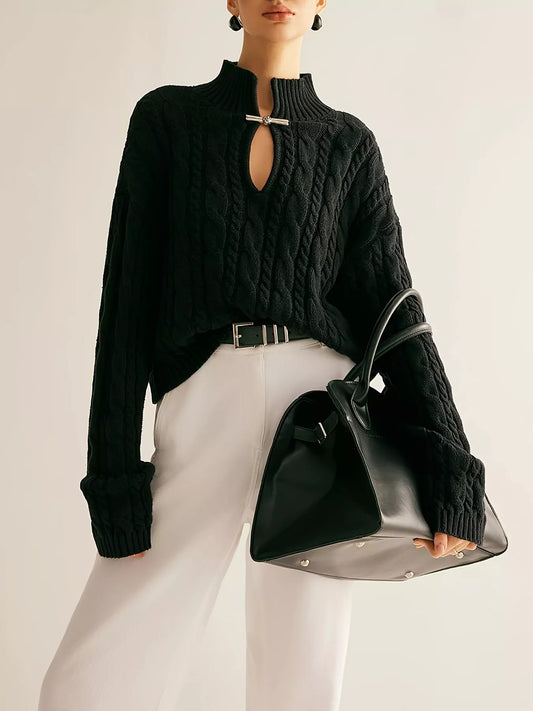 Women's Keyhole Cable-Knit Sweater — women's knitwear Australia