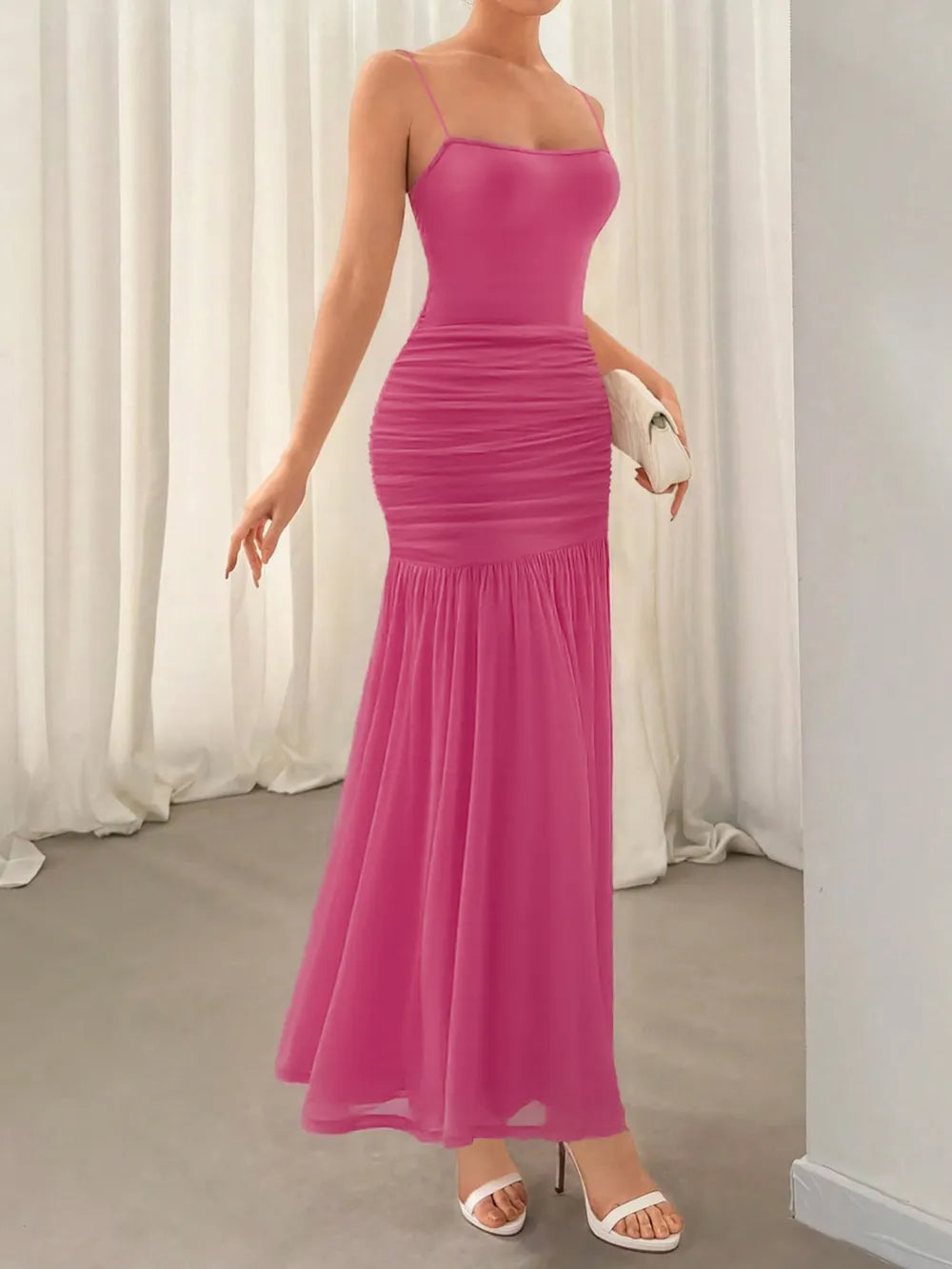 Women's Ruched Maxi Cami Dress — Chic and Unique AU