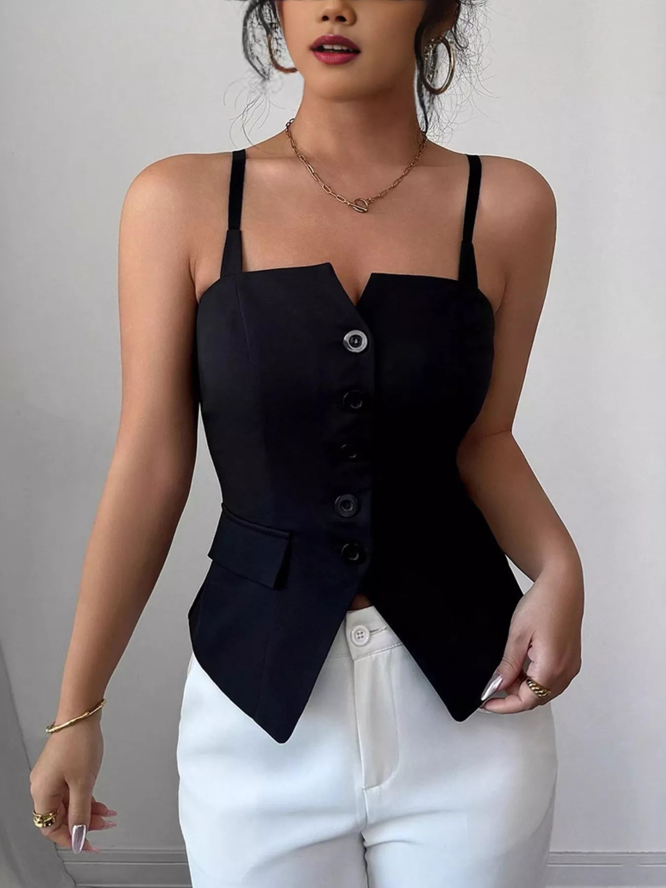 Button-Front Cami Top — women's cami Australia