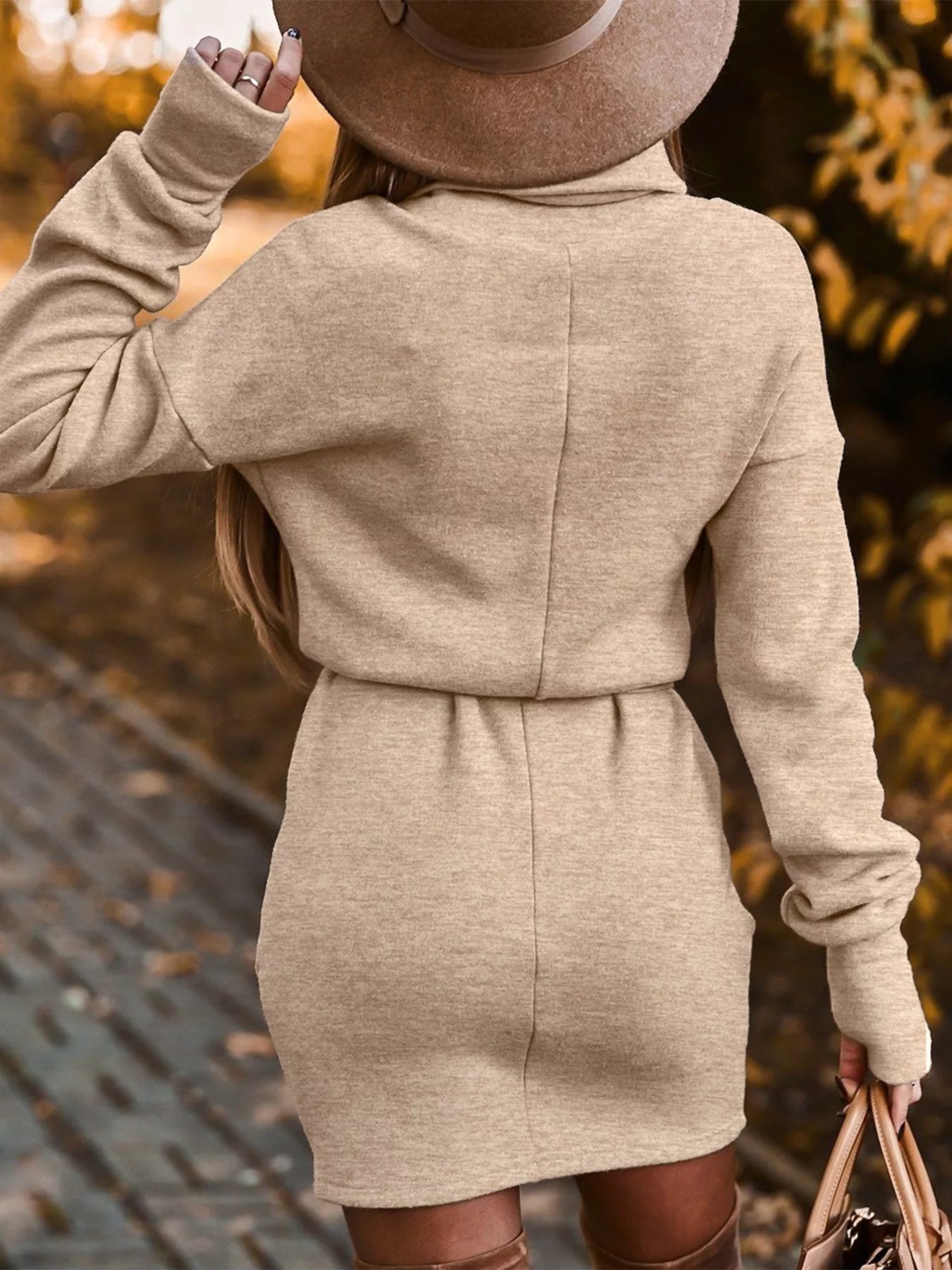 Women's Turtleneck Belted Knit Dress — Chic and Unique AU
