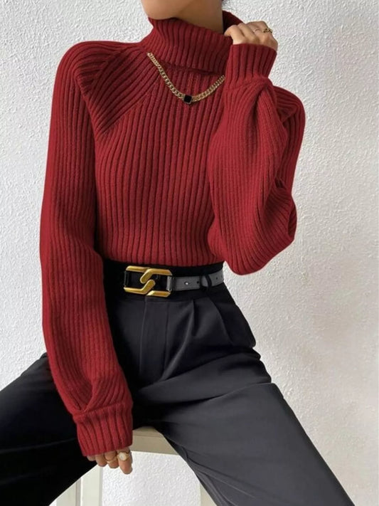 Women's Ribbed Knit Turtleneck Sweater — women's knitwear Australia