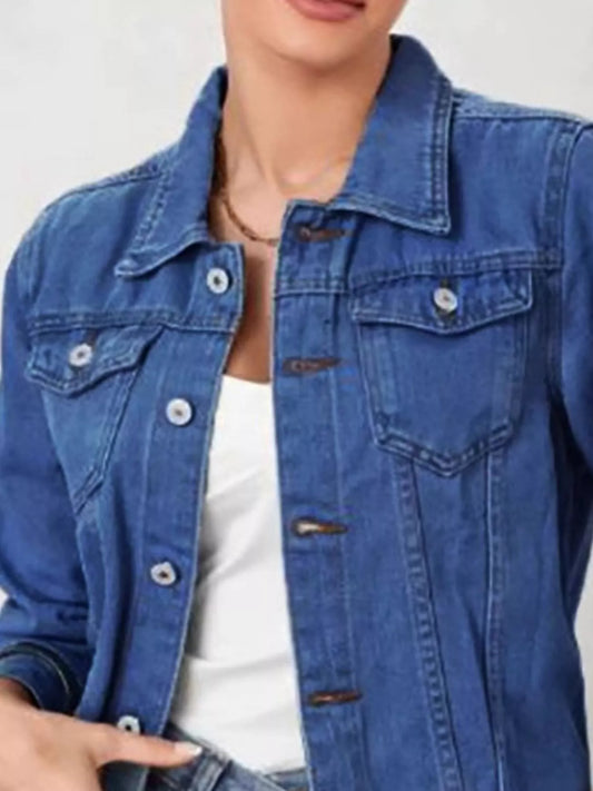 Button Up Long Sleeve Denim Jacket — women's jacket Australia