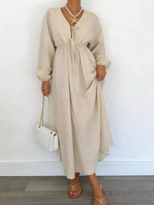 Tie Front Balloon Sleeve Maxi Dress — women's maxi dress Australia