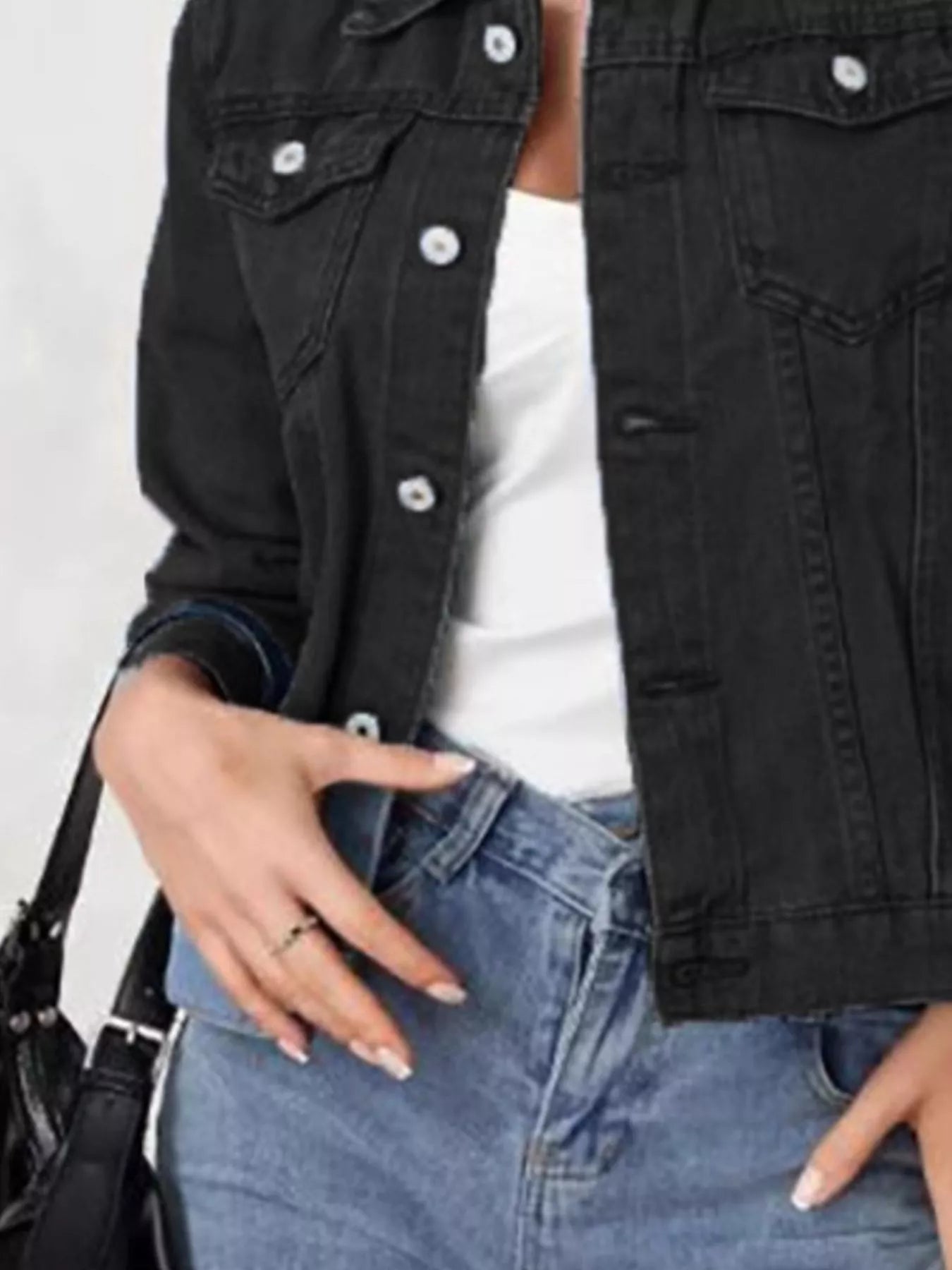 Button Up Long Sleeve Denim Jacket — women's jacket Australia