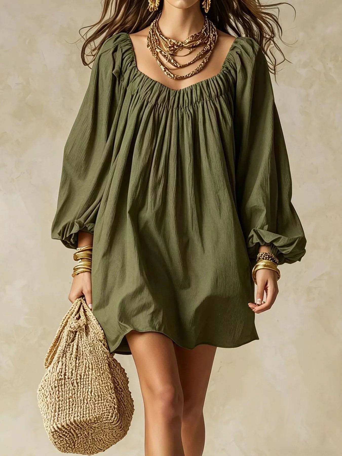 Women's Flowy Balloon Sleeve Mini Dress — Chic and Unique AU