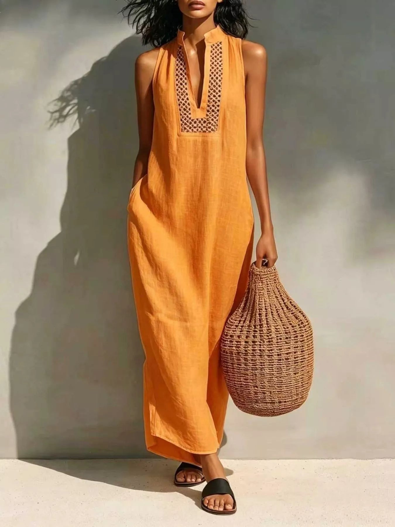Women's Sleeveless Maxi Dress with Pockets — Chic and Unique AU