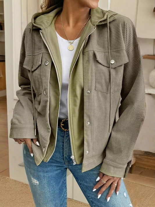 Thermal Knit Textured Hooded Jacket — women's jacket Australia