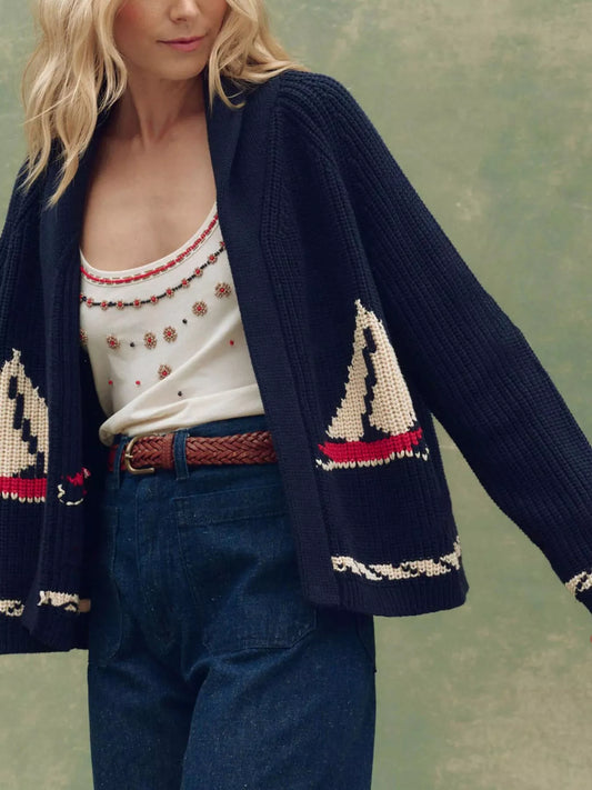 Women's Open Front Long Sleeve Cardigan — women's knitwear Australia