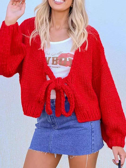 Women's Chunky Knit Tie-Front Cardigan — women's knitwear Australia