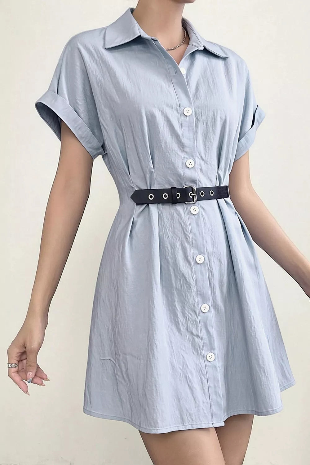 Women's Button Up Short Sleeve Shirt Dress — Chic and Unique AU