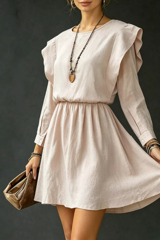 Women's Ruffled Round Neck Long Sleeve Dress — Chic and Unique AU