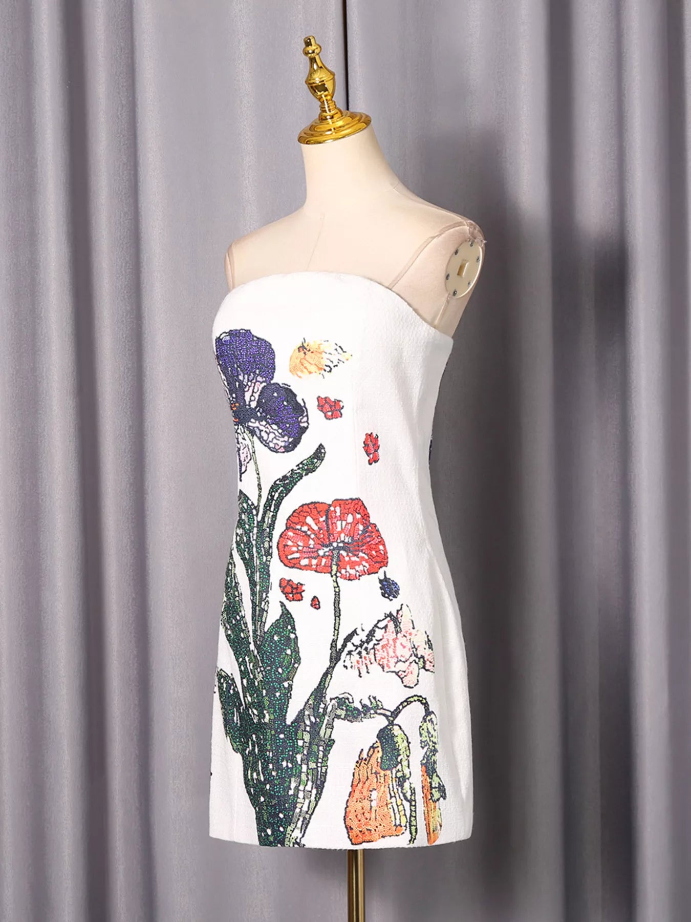 Women's Strapless Floral Mini Dress — Chic and Unique AU