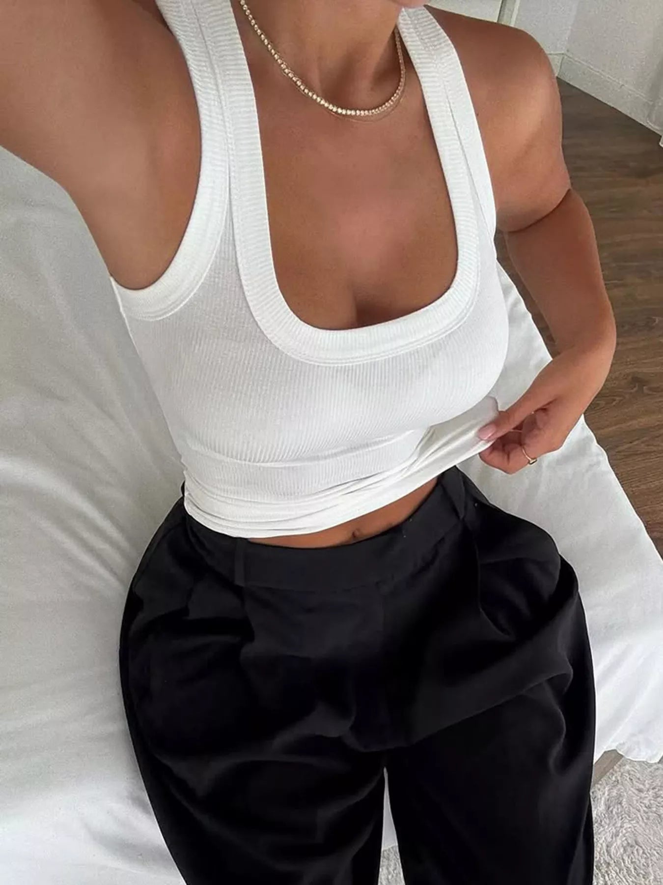Halter Neck Solid Color Tank — women's tank top Australia