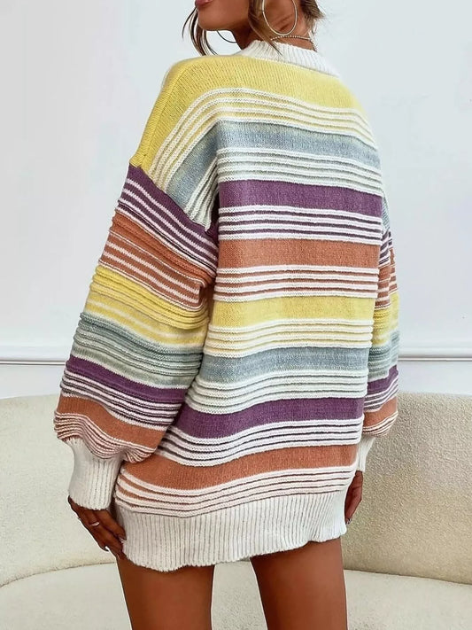 Women's Striped Knit Long Sleeve Sweater — women's knitwear Australia