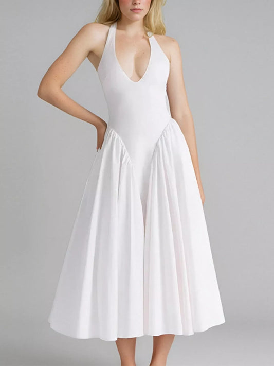 Halter Neck Midi Dress with Pockets — women's casual dress Australia
