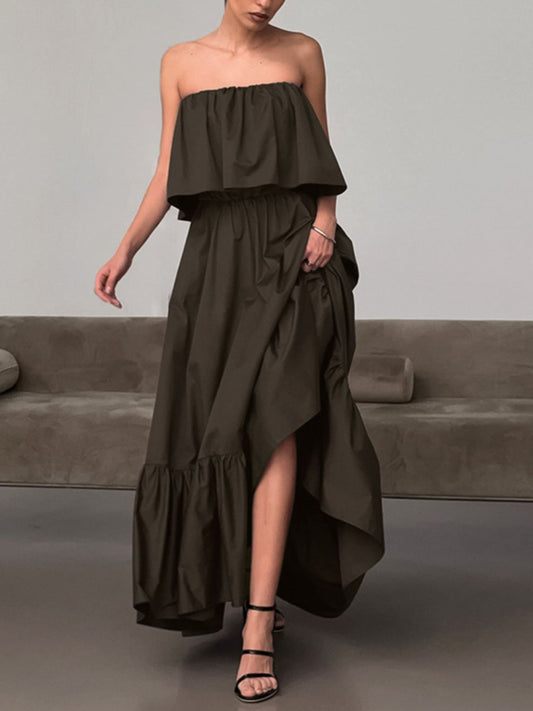 Off-Shoulder Ruffle Hem Maxi Dress — women's maxi dress Australia