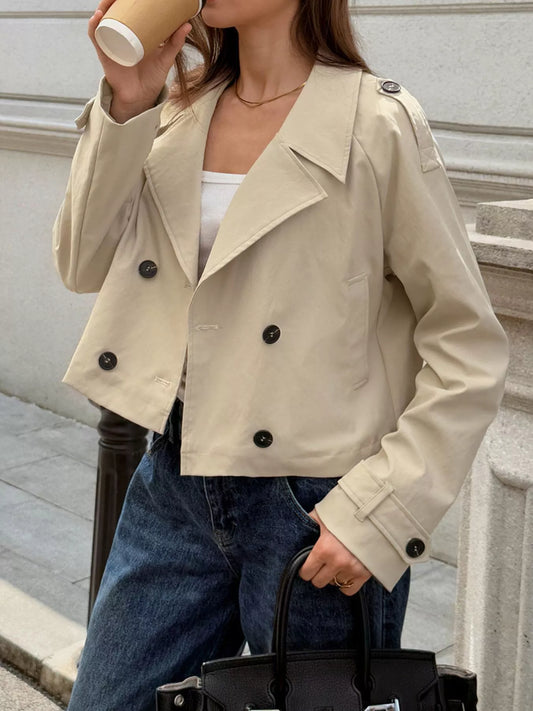 Cropped Double-Breasted Raglan Sleeve Jacket — women's jacket Australia