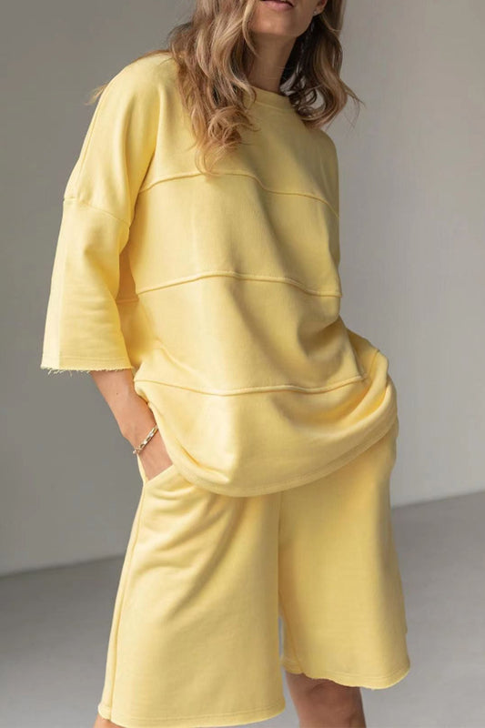 Round Neck Long Sleeve Top and Shorts Set — women's co-ord set Australia