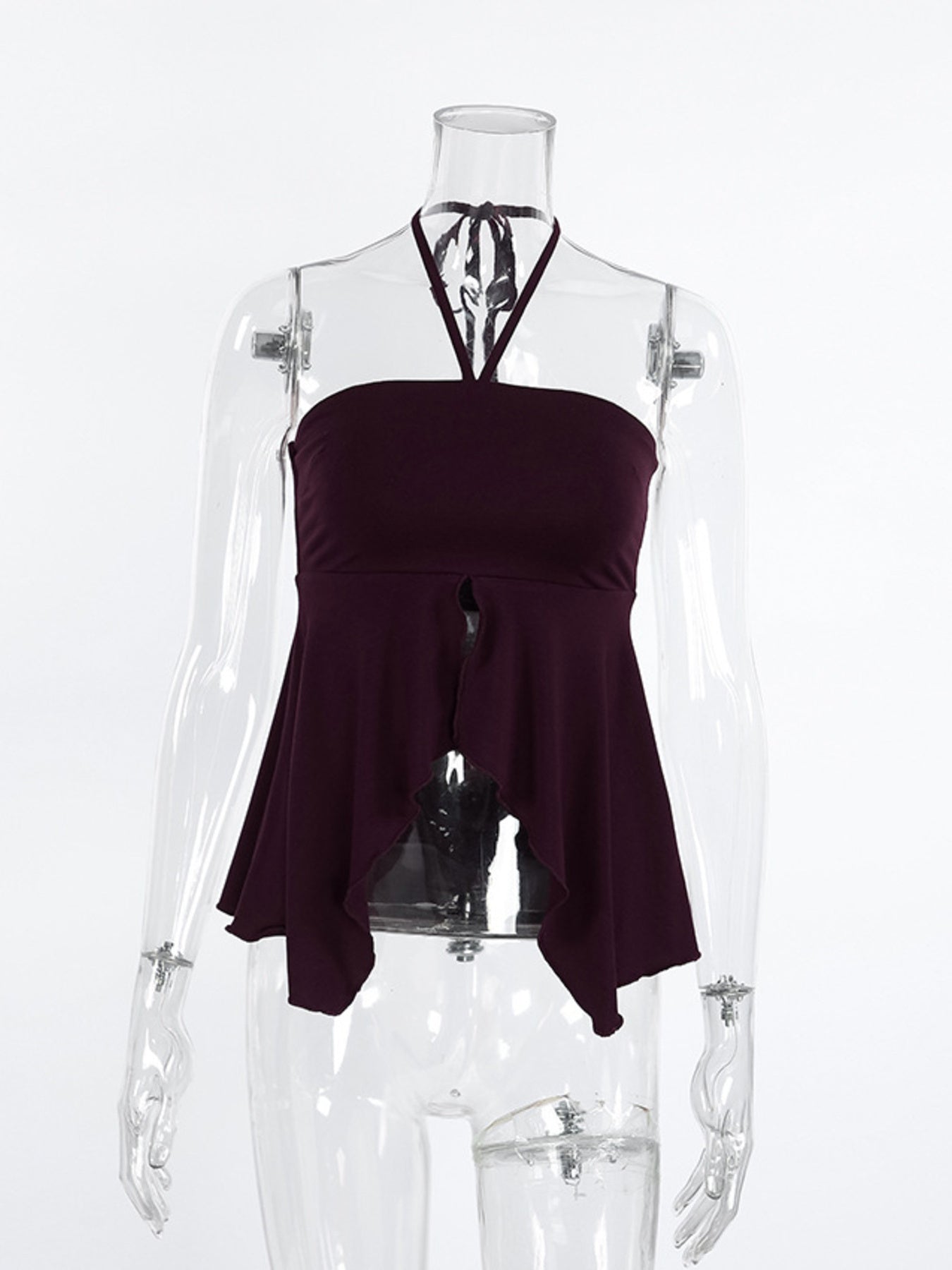 Halter Neck Asymmetrical Hem Cami — women's cami Australia