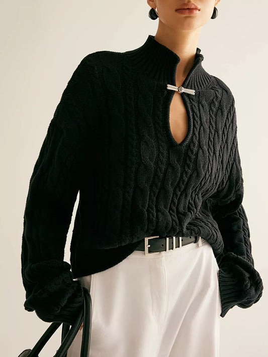 Women's Keyhole Cable-Knit Sweater — women's knitwear Australia