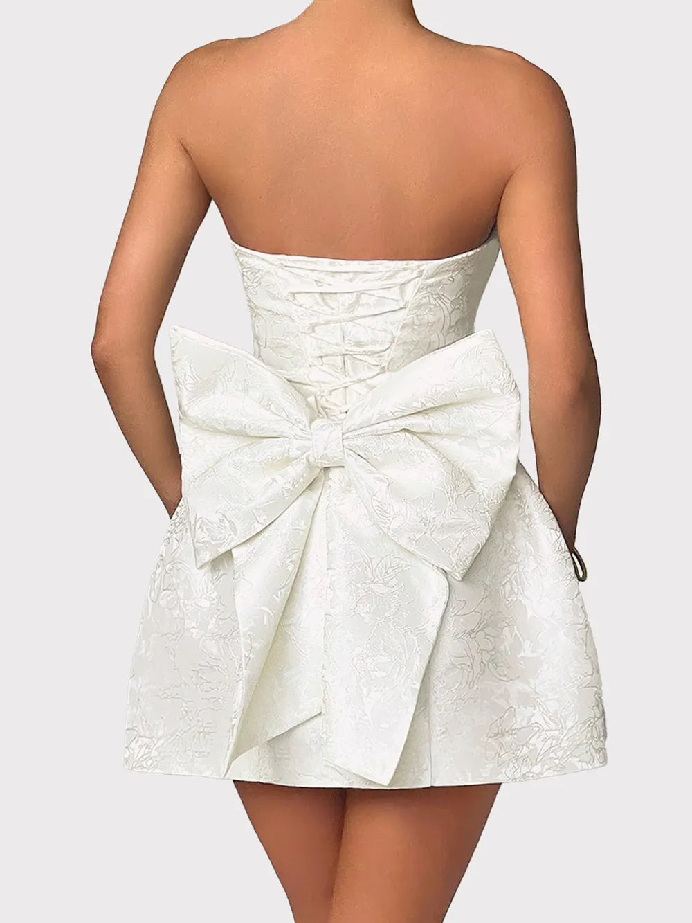 Women's Lace-Up Sleeveless Satin Mini Dress with Bow — Chic and Unique AU