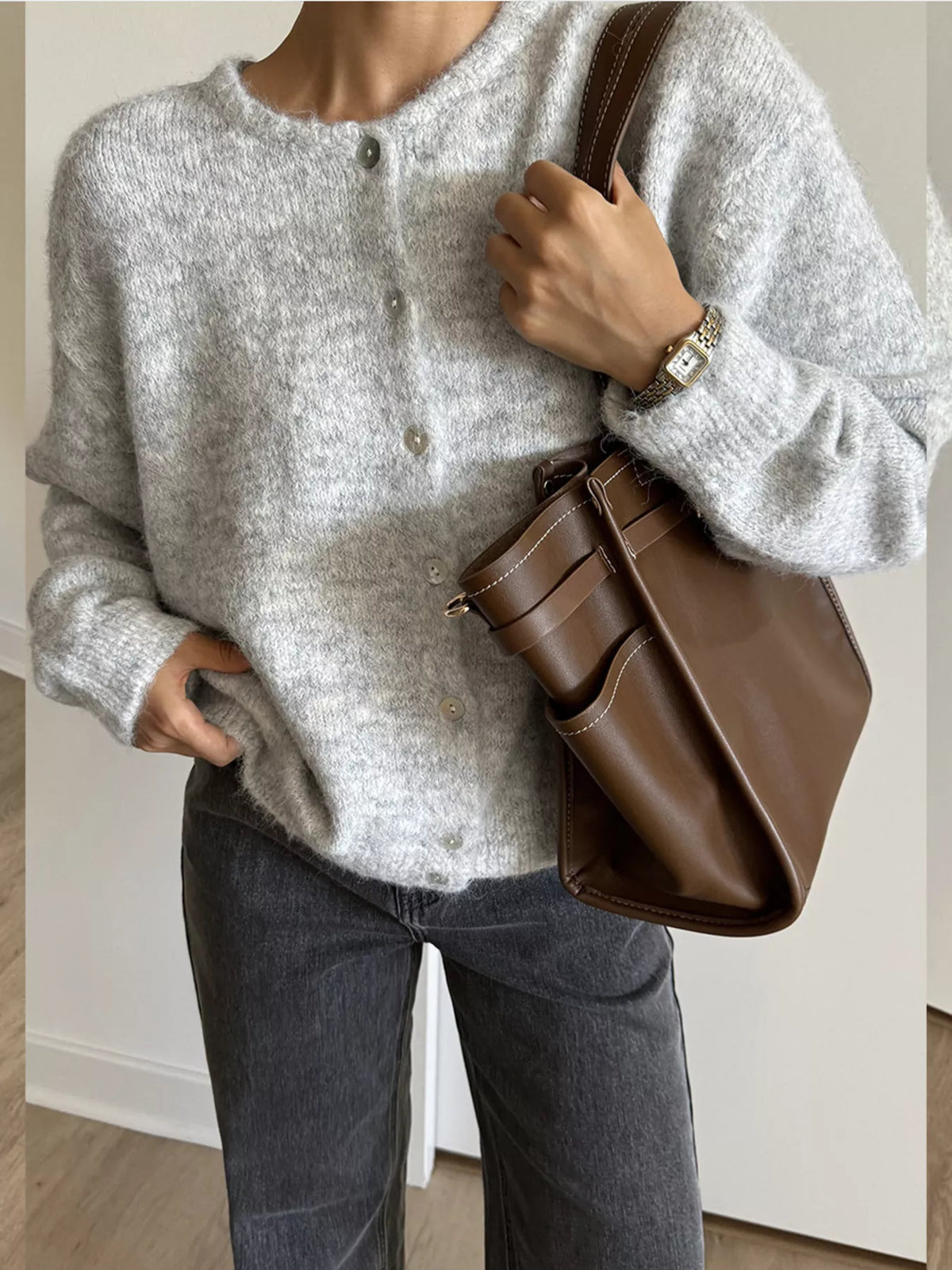Women's Button Up Long Sleeve Cardigan — women's knitwear Australia