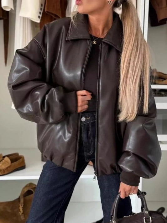 Zip Up Dropped Shoulder Jacket — women's jacket Australia