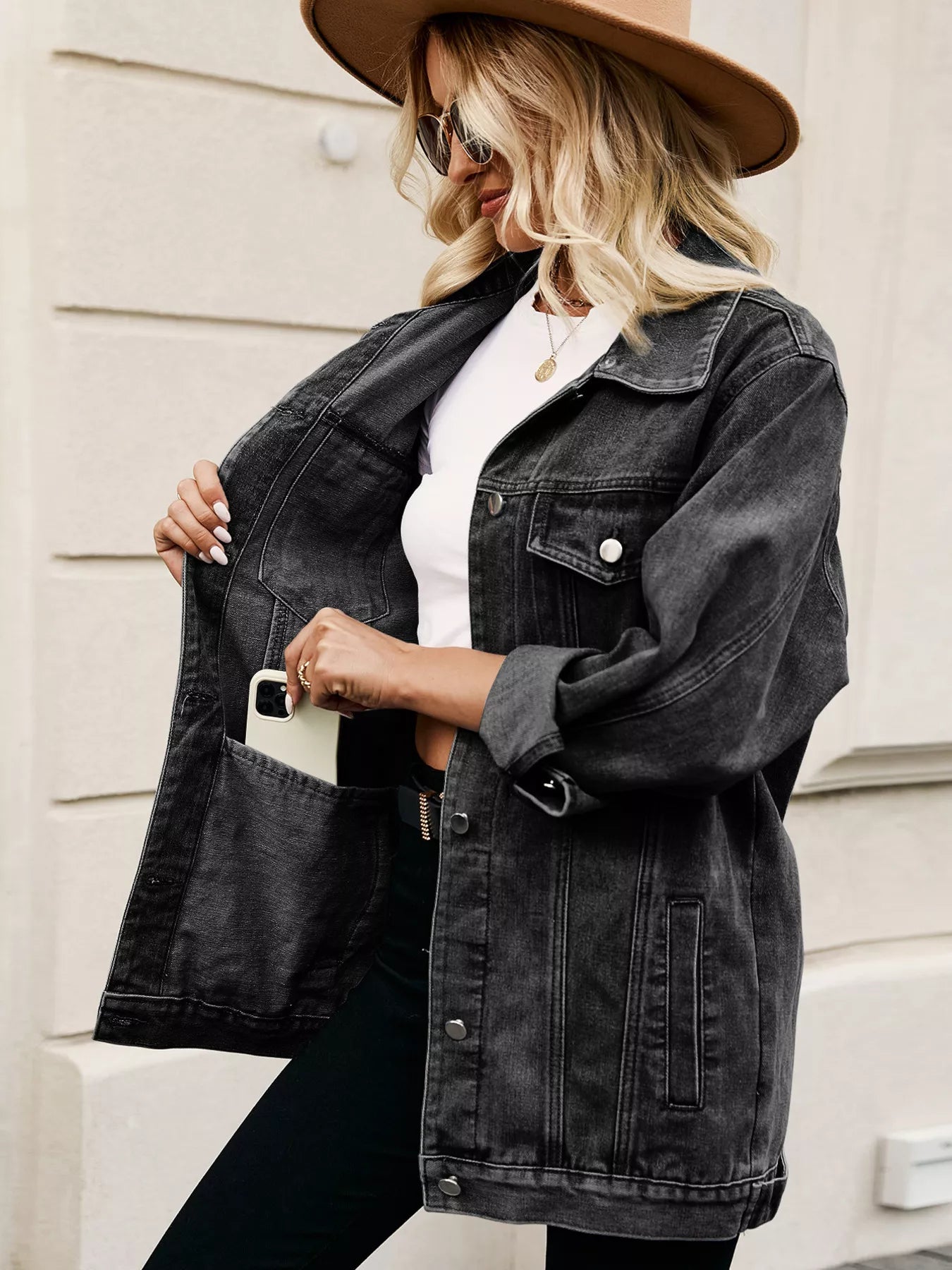 Button Up Long Sleeve Denim Jacket — women's jacket Australia