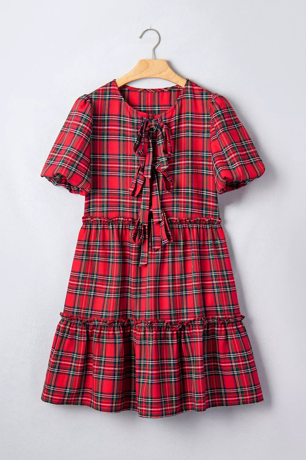 Women's Plaid Knot Neck Mini Shift Dress — Chic and Unique AU