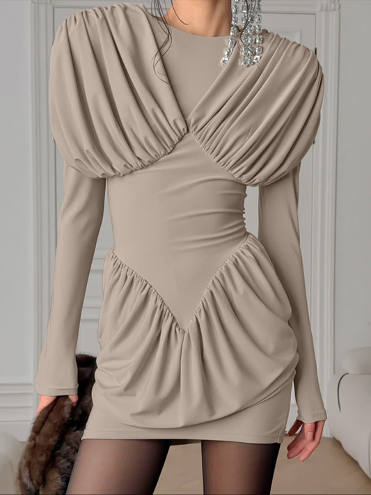 Ruched Long Sleeve Bodycon Mini Dress — women's casual dress Australia
