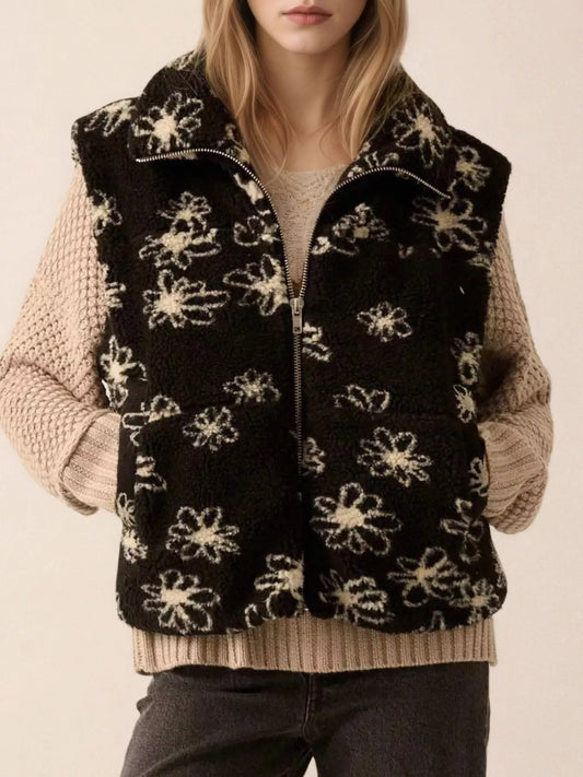 Zip Up Vest Coat with Pockets — women's vest Australia