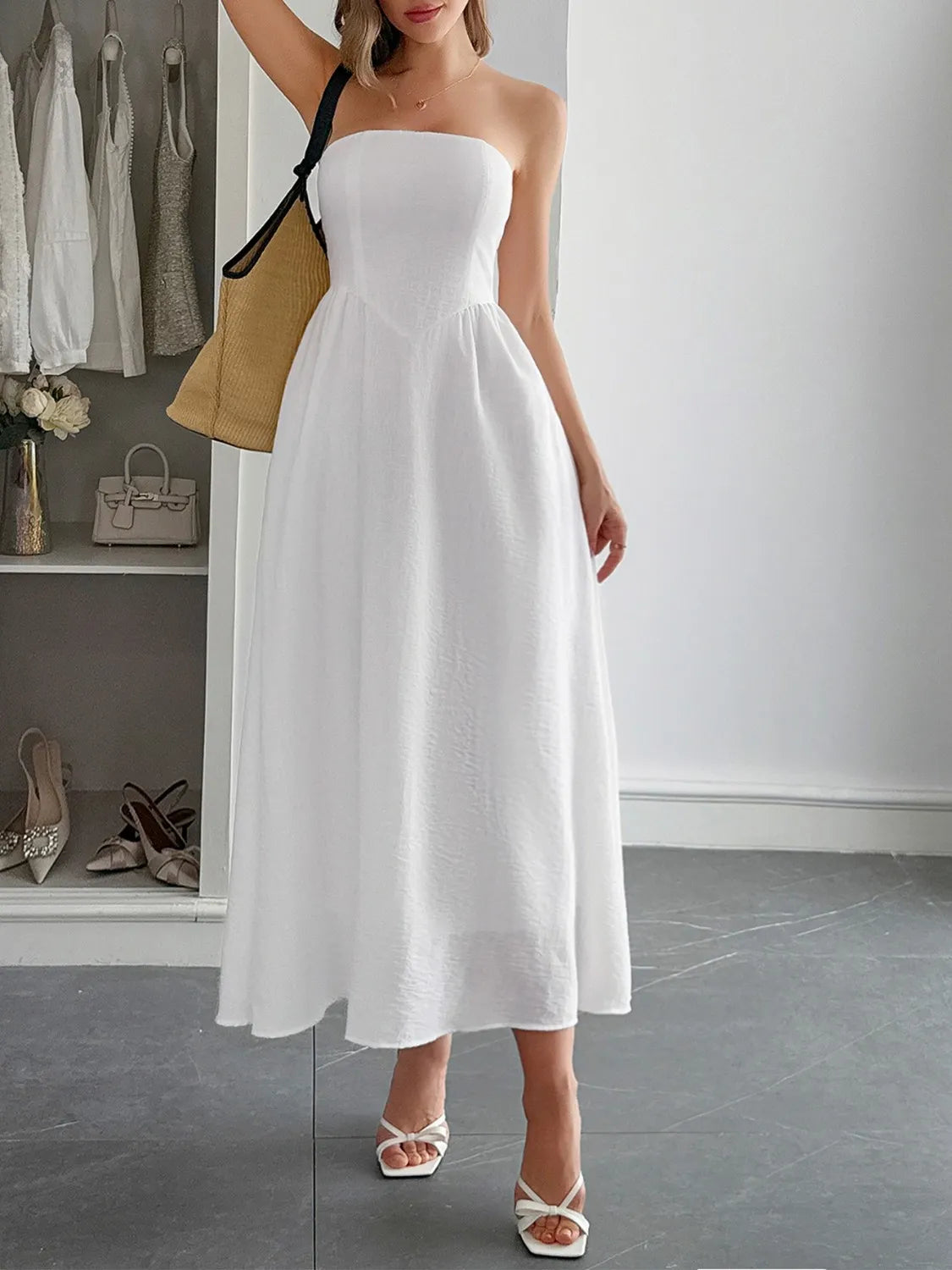 a line midi dress australia V-Neck Long Sleeve A-Line Midi Dress