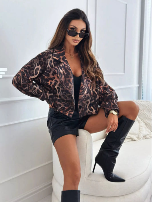 Leopard Print Cropped Blazer — women's blazer Australia