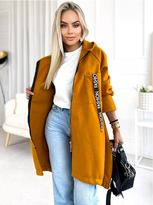 Full Size Zip Up Longline Hooded Outerwear Plus Size — women's outerwear Australia