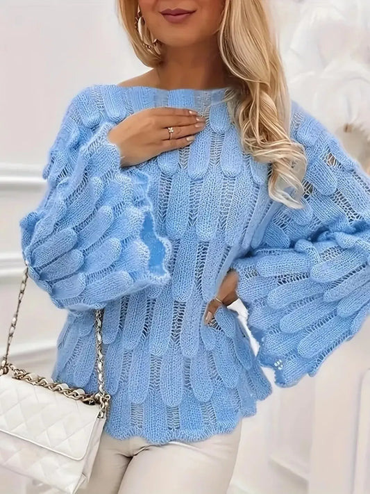 Women's Textured Knit Bell Sleeve Top — women's knitwear Australia