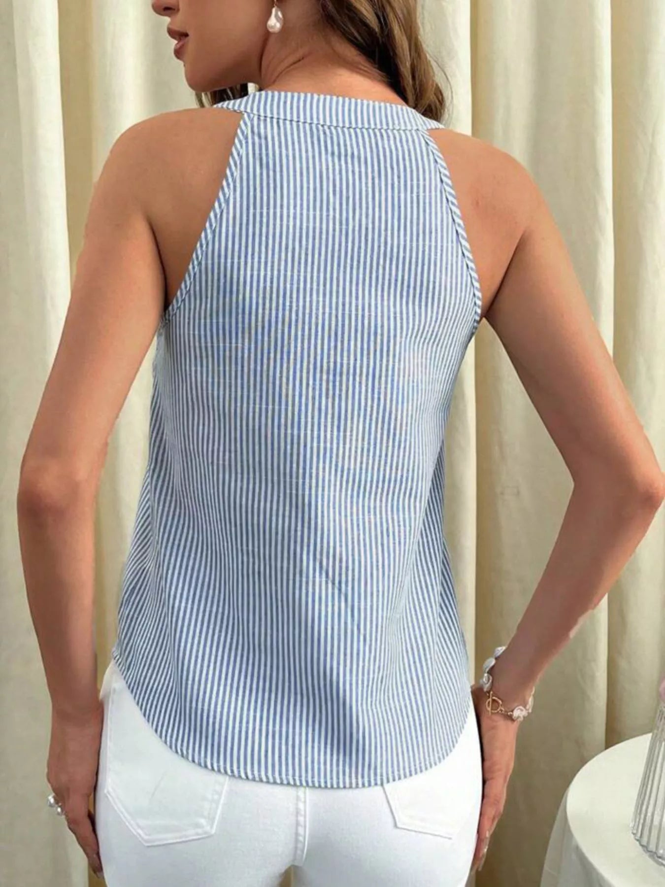 Striped Button Front Tank — women's tank top Australia
