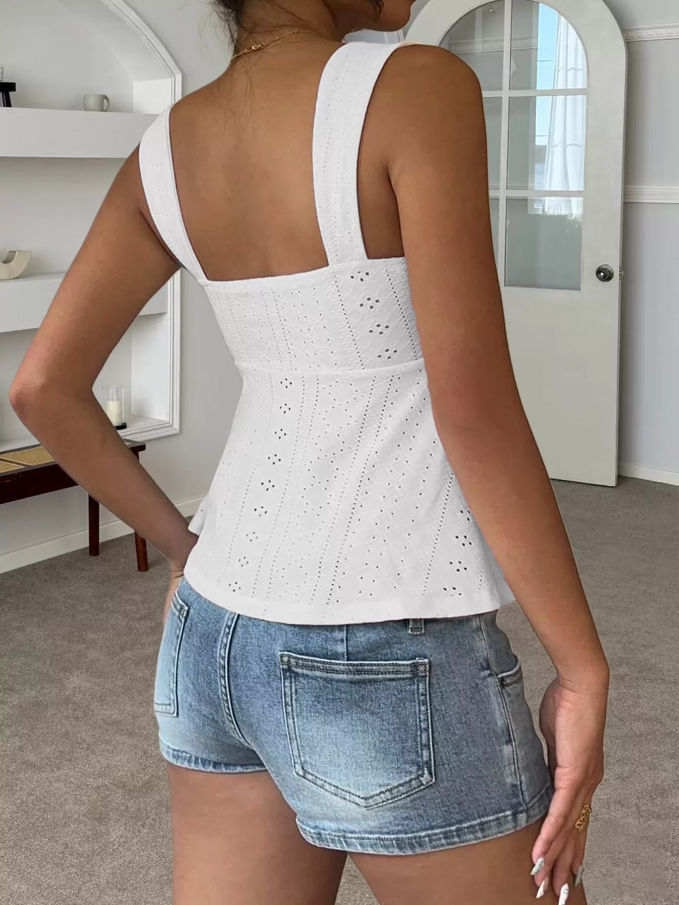 Eyelet Embroidered Drawstring Cami Top — women's cami Australia