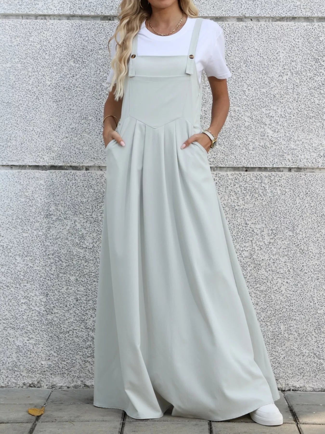 Women's Pleated Detail Overall Dress — Chic and Unique AU
