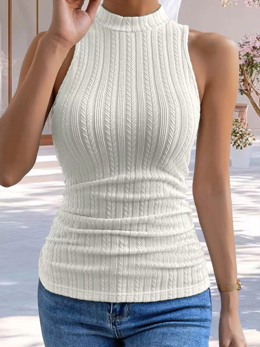 Texture Knit Mock Neck Tank — women's tank top Australia
